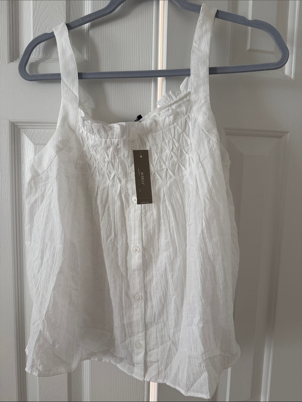 NWT J. Crew White Smocked Button-Front Tank Camisole